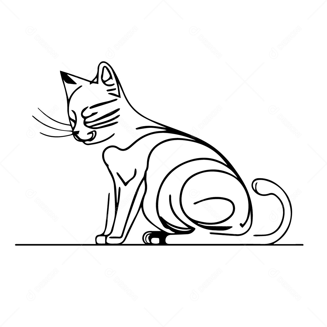 Ilustração Desenho De Gato EPS Editável