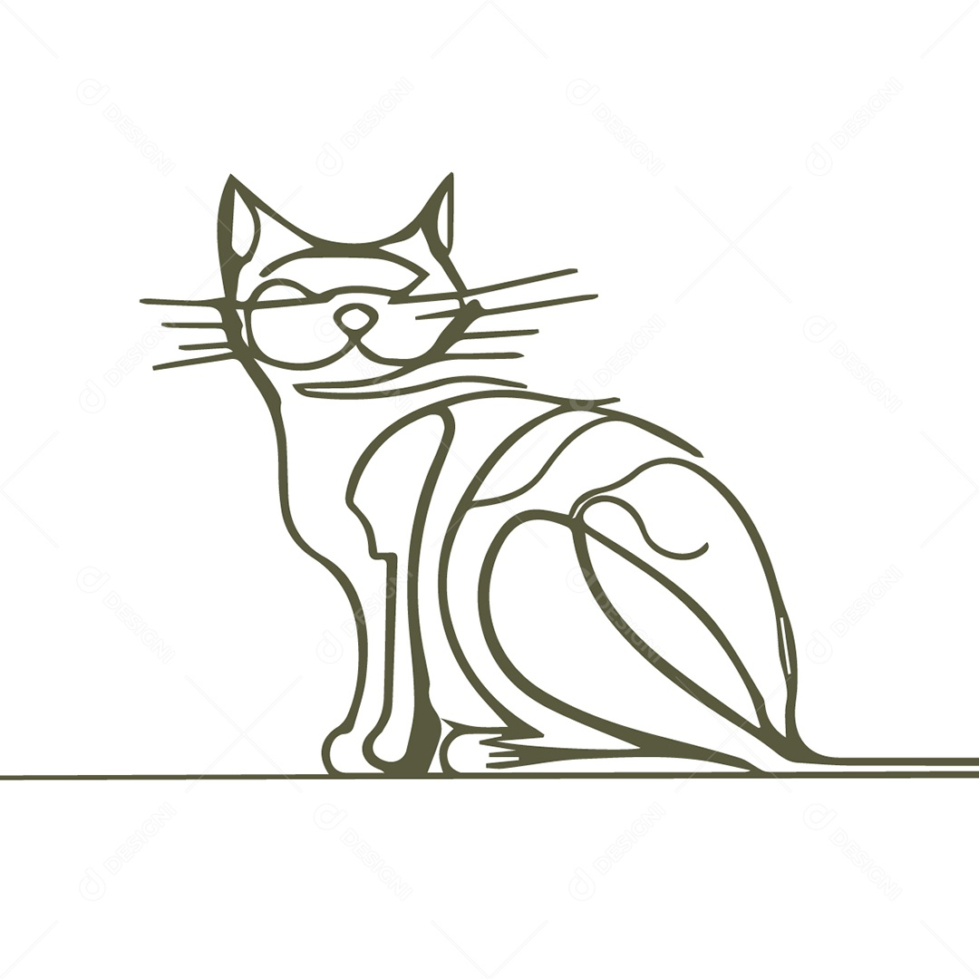 Ilustração Desenho De Gato EPS Editável