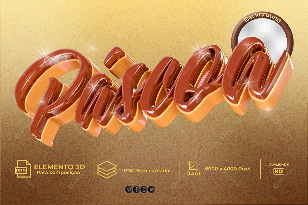 Texto 3D Para Composição Páscoa PNG Transparente