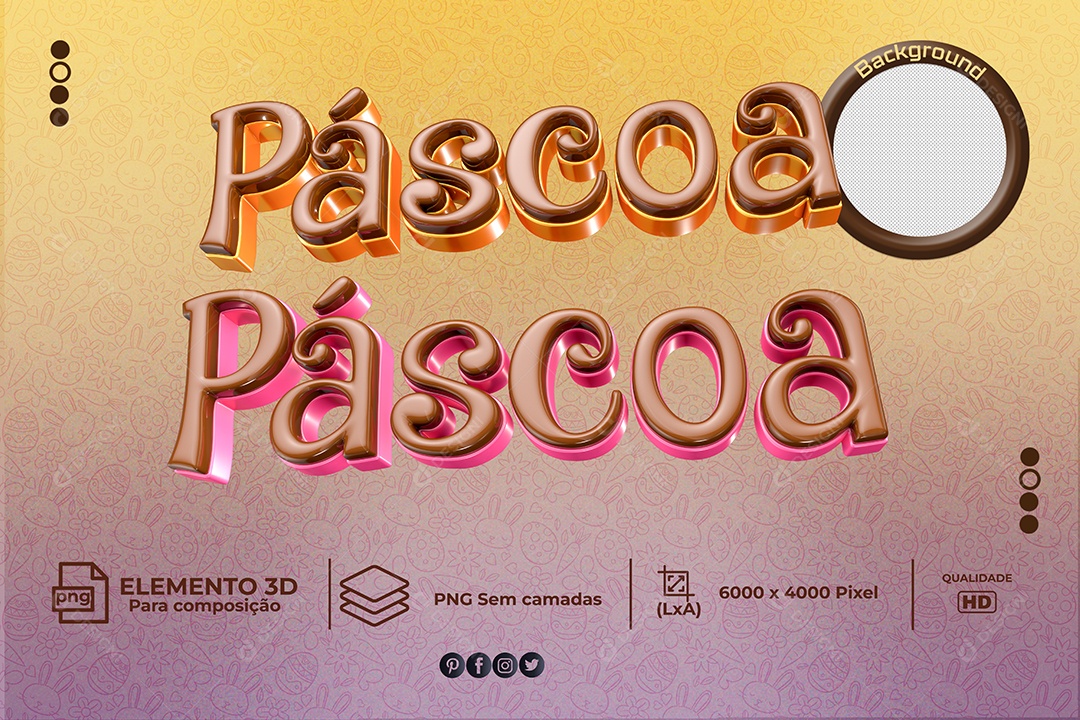 Texto 3D Para Composição Páscoa PNG Transparente