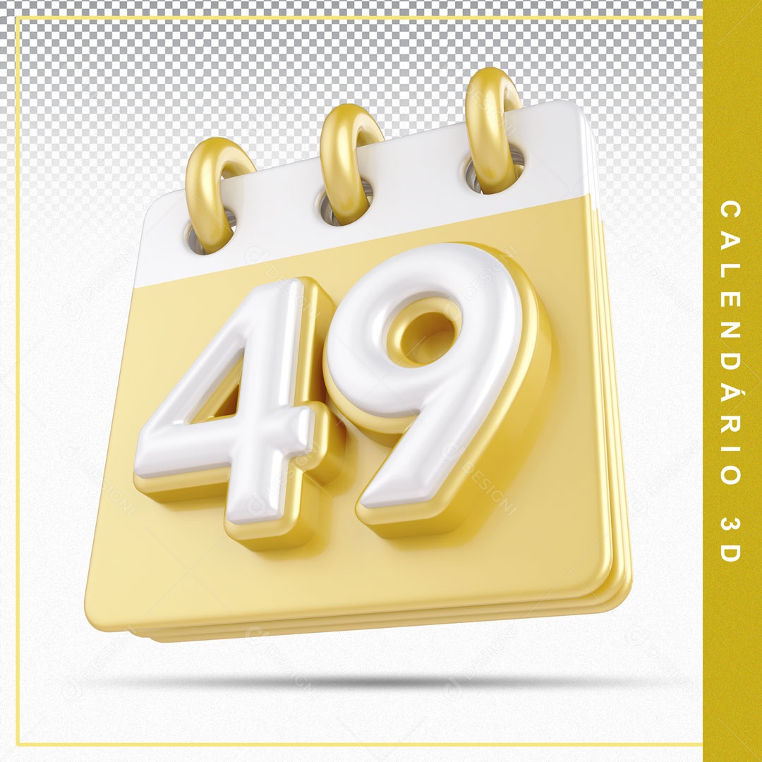 Elemento De Calendario Branco E Dourado Dia 49 Para Composição PSD