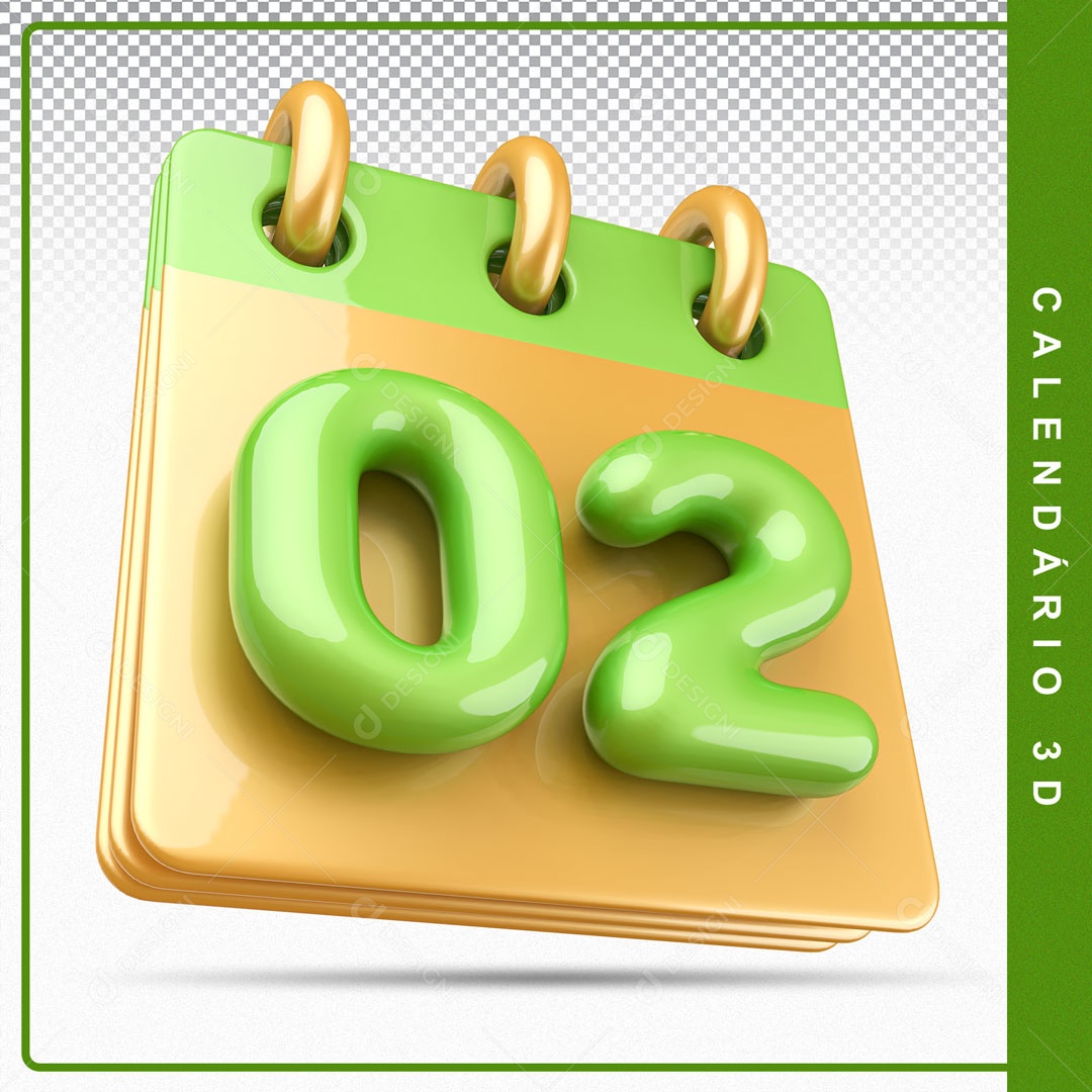 Elemento De Calendario Dia 02 Para Composição PSD