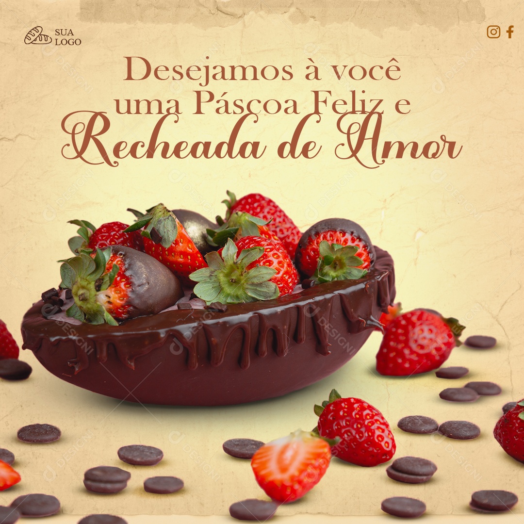 Desejamos à Você Uma Páscoa Feliz e Recheada de Amor Social Media PSD Editável