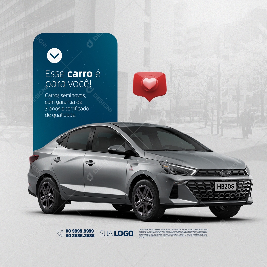 Carros Seminovos Concessionária Social Media PSD Editável