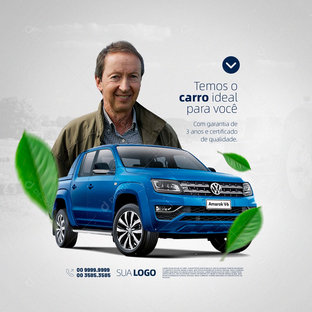 Temos o Carro Ideal Para Você Concessionária Social Media PSD Editável
