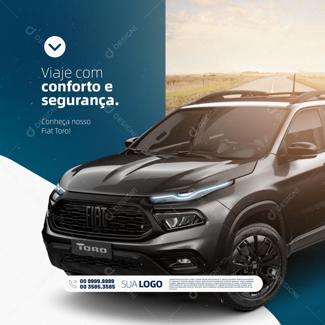 Viaje Com Conforto e Segurança. Concessionária Social Media PSD Editável
