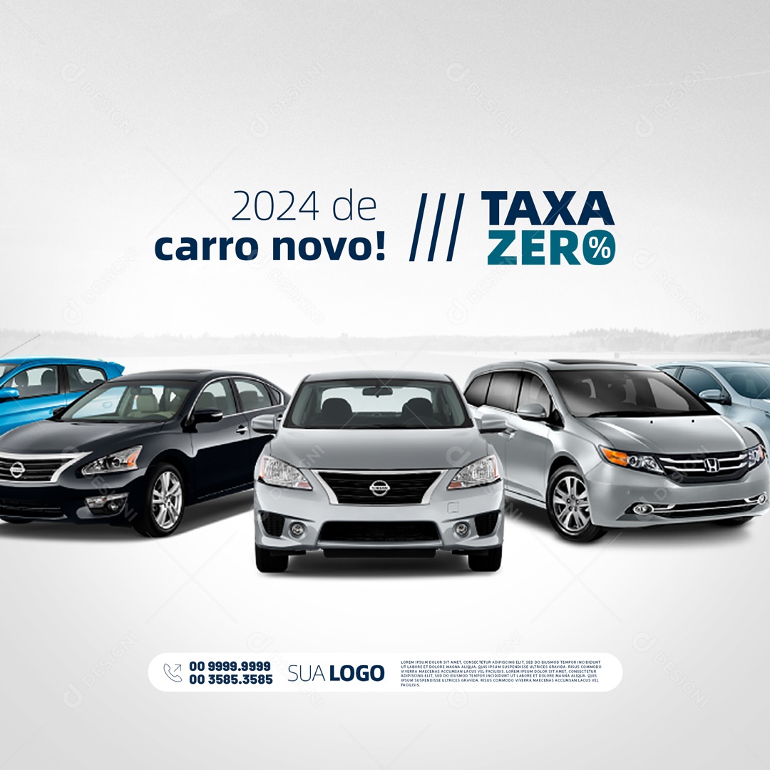 Carro Novo Taxa Zero Concessionária Social Media PSD Editável