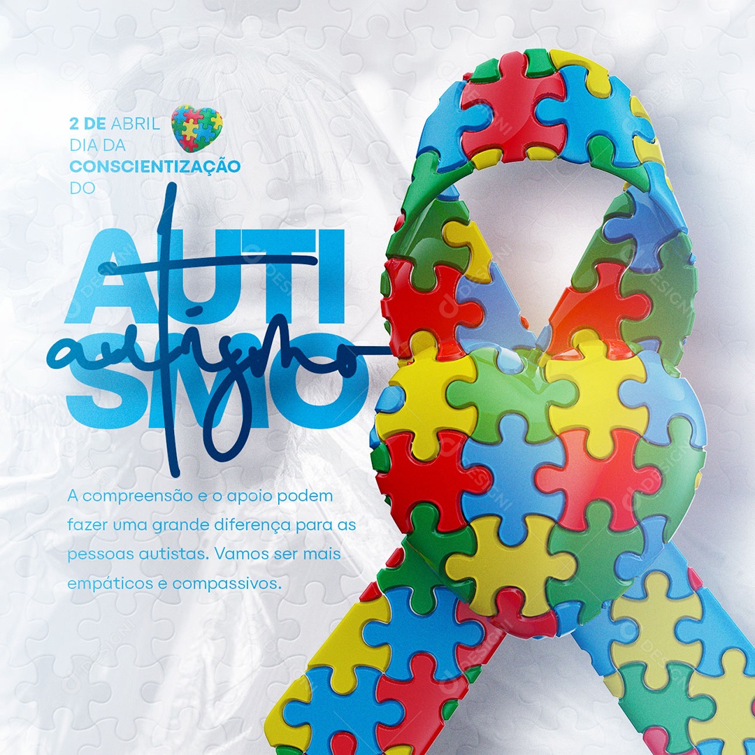 A Compreensão e o Apoio Dia Da Conscientização Do Autismo Social Media PSD Editável
