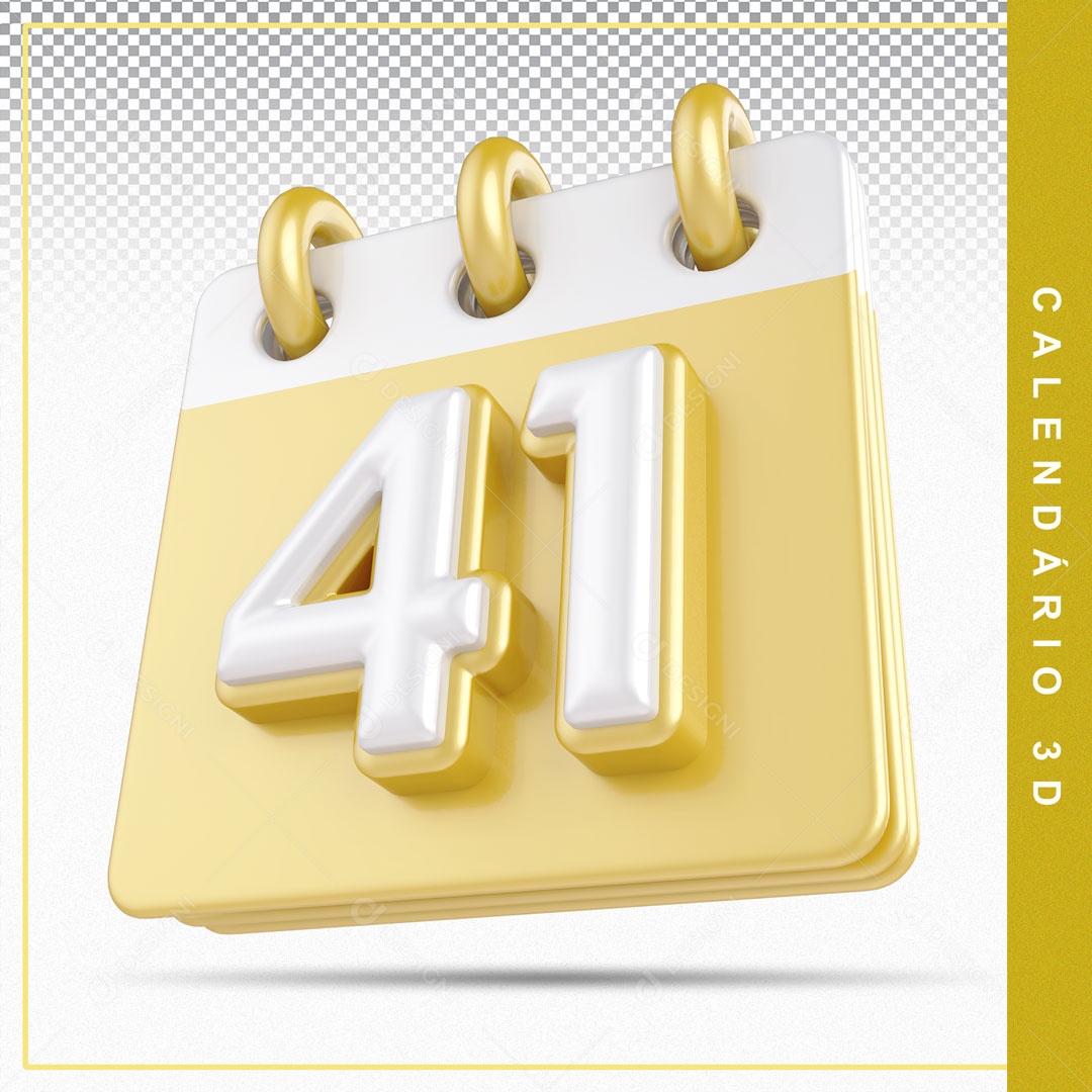Elemento De Calendario Branco E Dourado Dia 41 Para Composição PSD