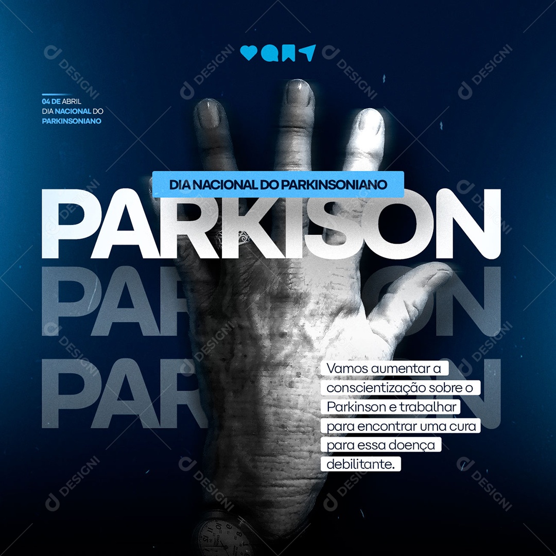 Vamos Aumentar A Conscientização Dia Nacional do Parkinsoniano Social Media PSD Editável