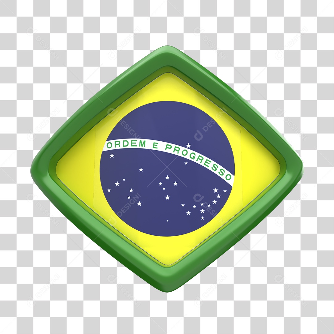 Ícone Do Brasil Elemento 3D para Composição PNG Transparente
