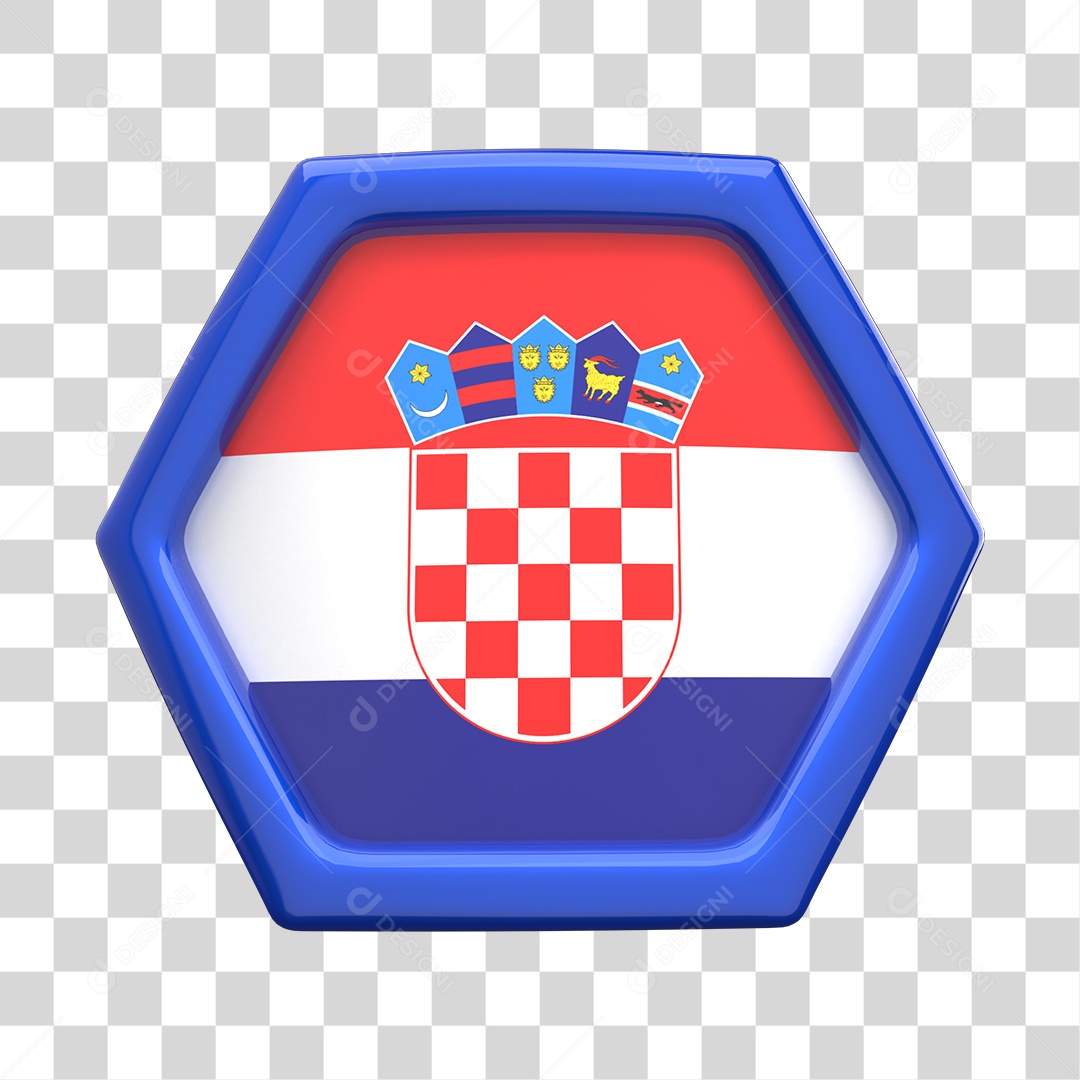 Ícone da Croácia Elemento 3D para Composição PNG Transparente