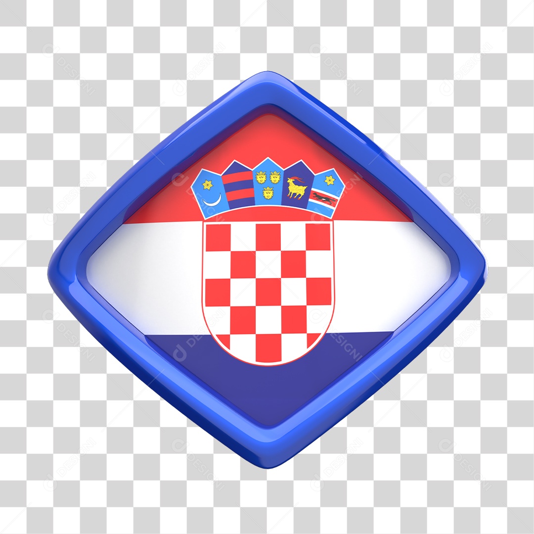 Ícone Da Croácia Elemento 3D Para Composição PNG Transparente