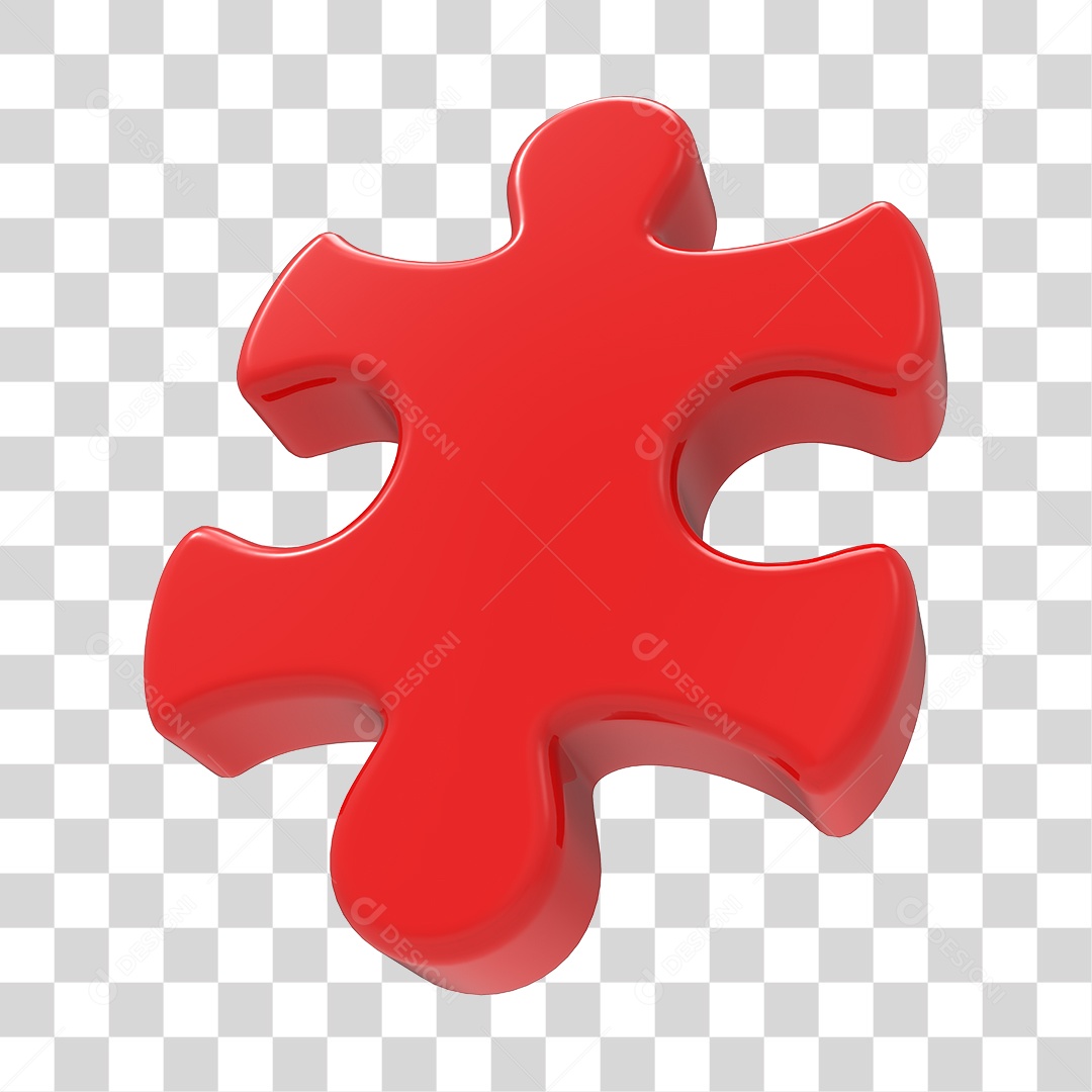 Quebra Cabeça Vermelho Elemento 3D Do Dia Do Autismo PNG Transparente