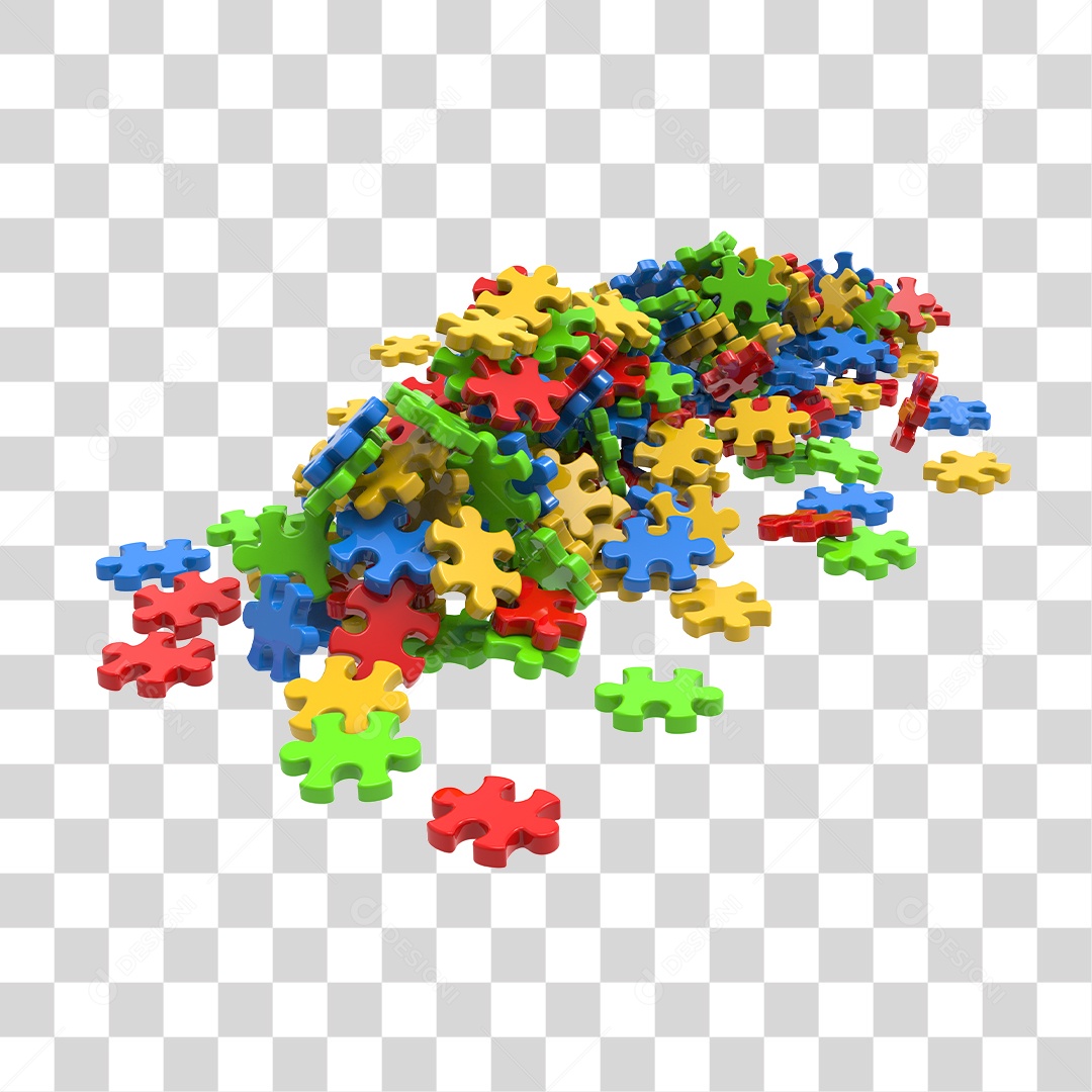 Quebra Cabeça Coloridos Elemento 3D Do Dia Do Autismo PNG Transparente
