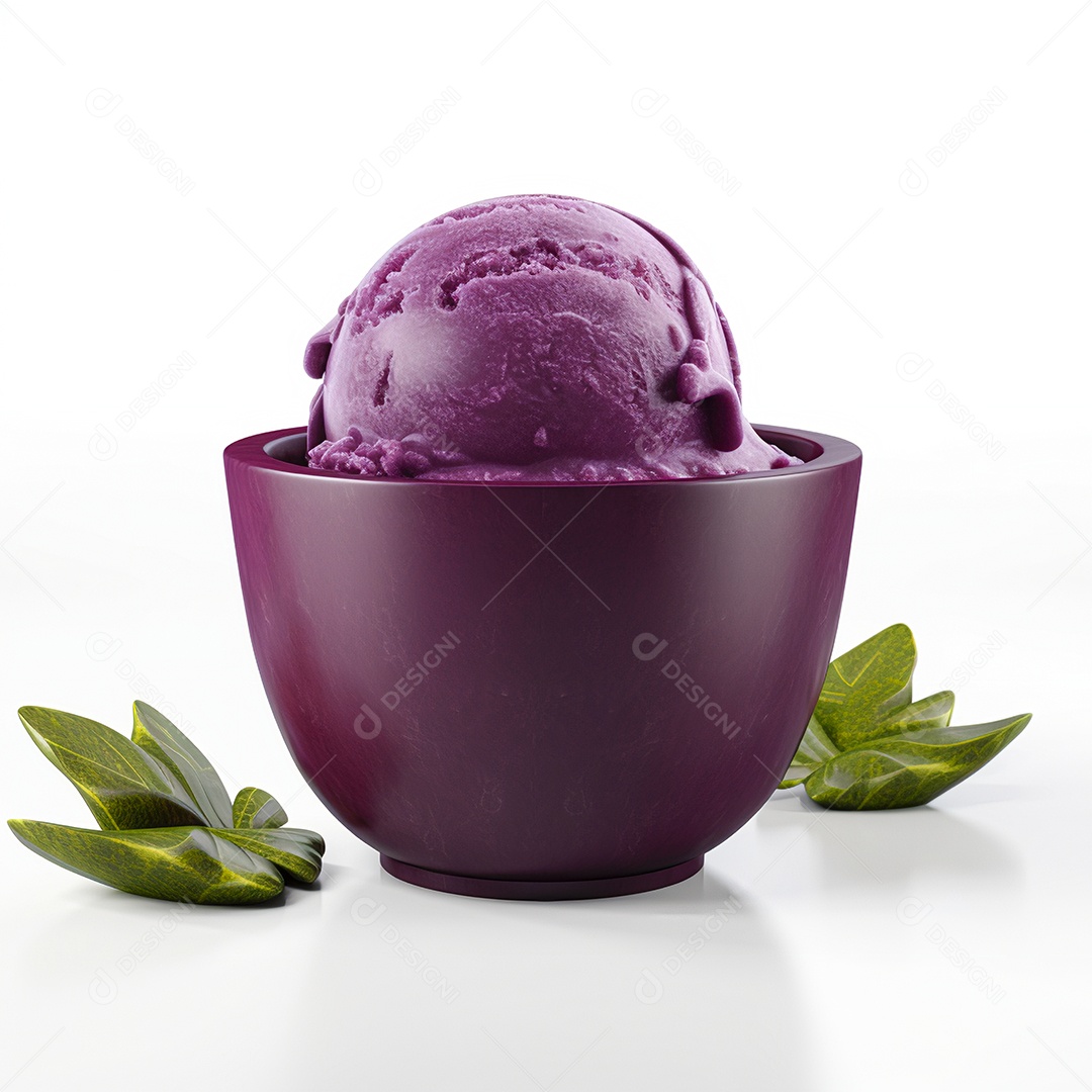 Delicioso sorvete sobre tigela sobre fundo isolado branco