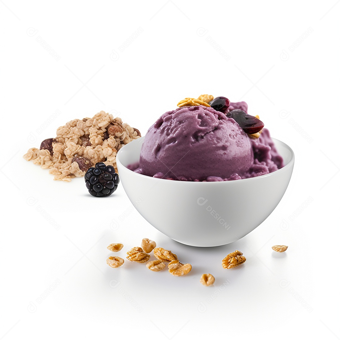 Delicioso sorvete sobre tigela sobre fundo isolado branco