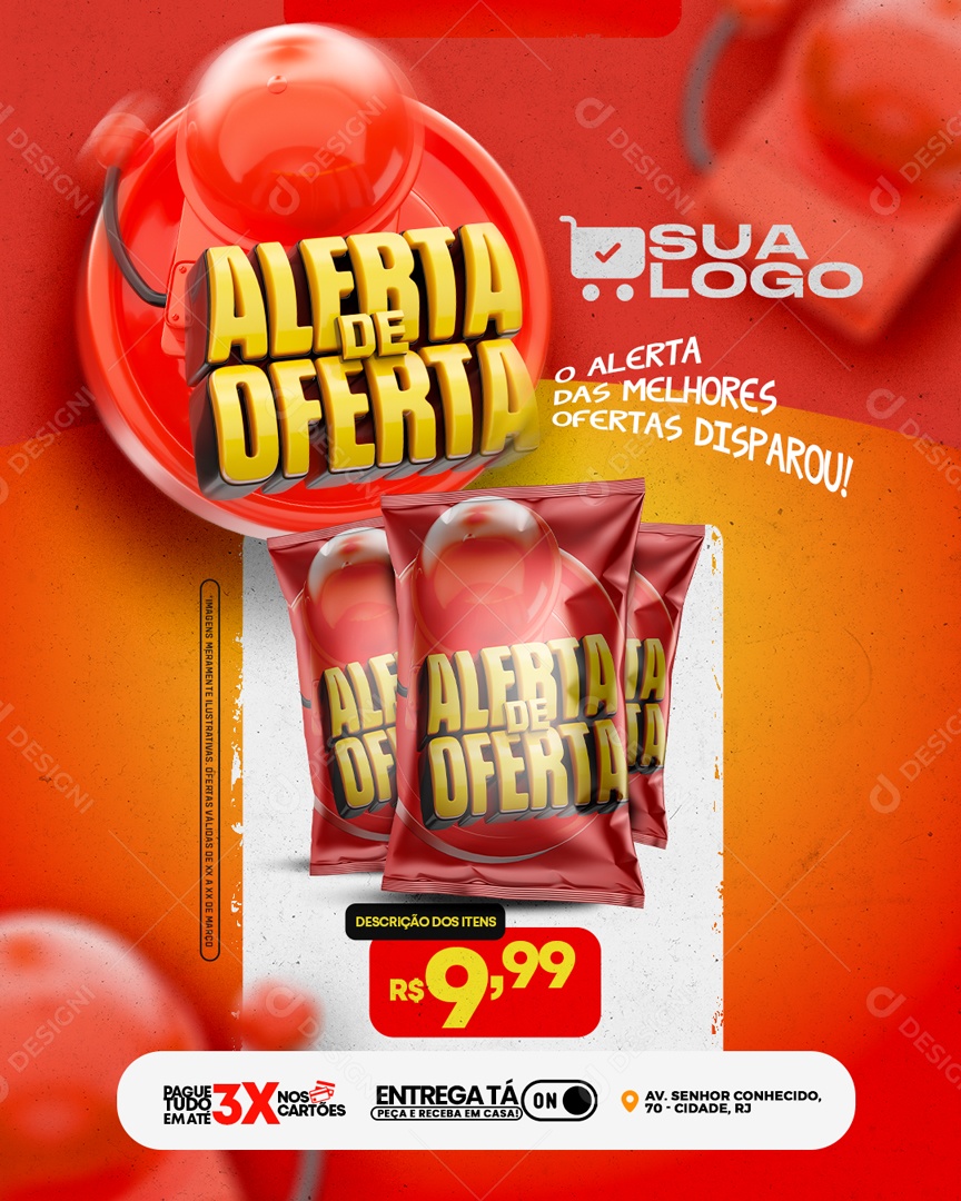 Alerta de Oferta Venha Conferir Social Media PSD Editável