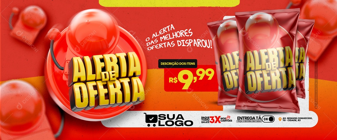 Banner Alerta de Oferta Venha Conferir Social Media PSD Editável