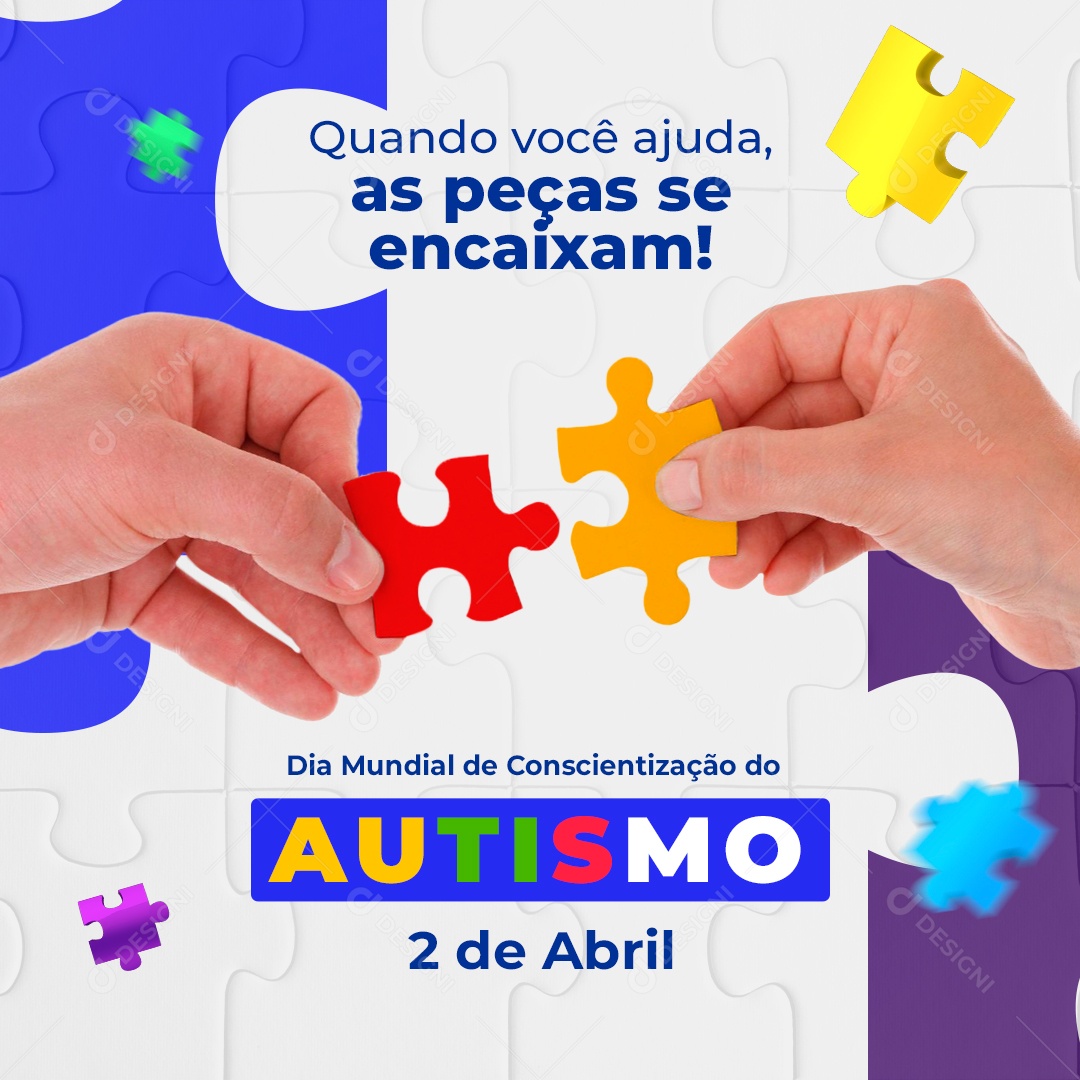 Dia Mundial de Conscientização do Autismo 2 de Abril Social Media PSD Editável