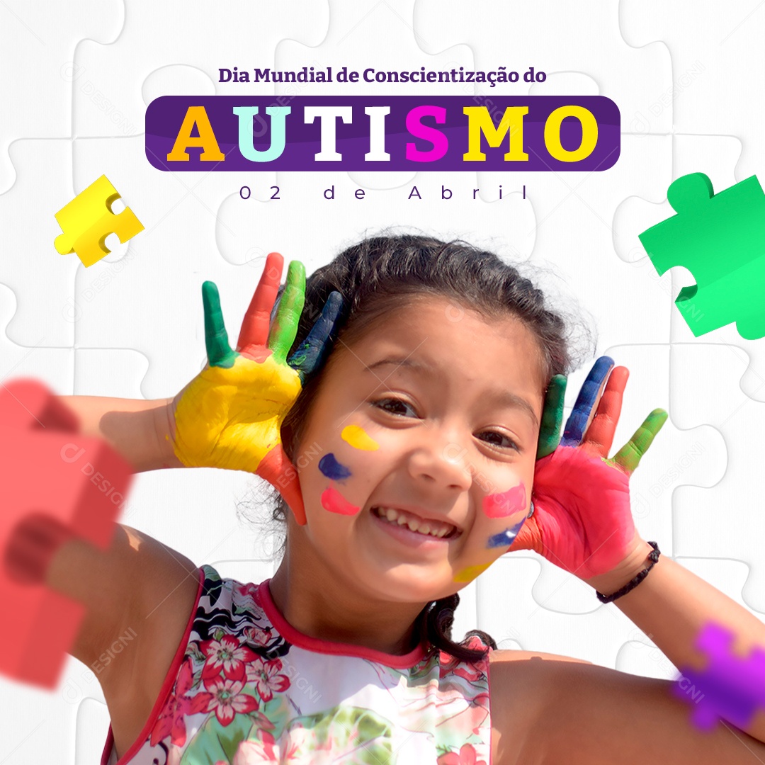 Dia Mundial de Conscientização do Autismo 2 de Abril Social Media PSD Editável