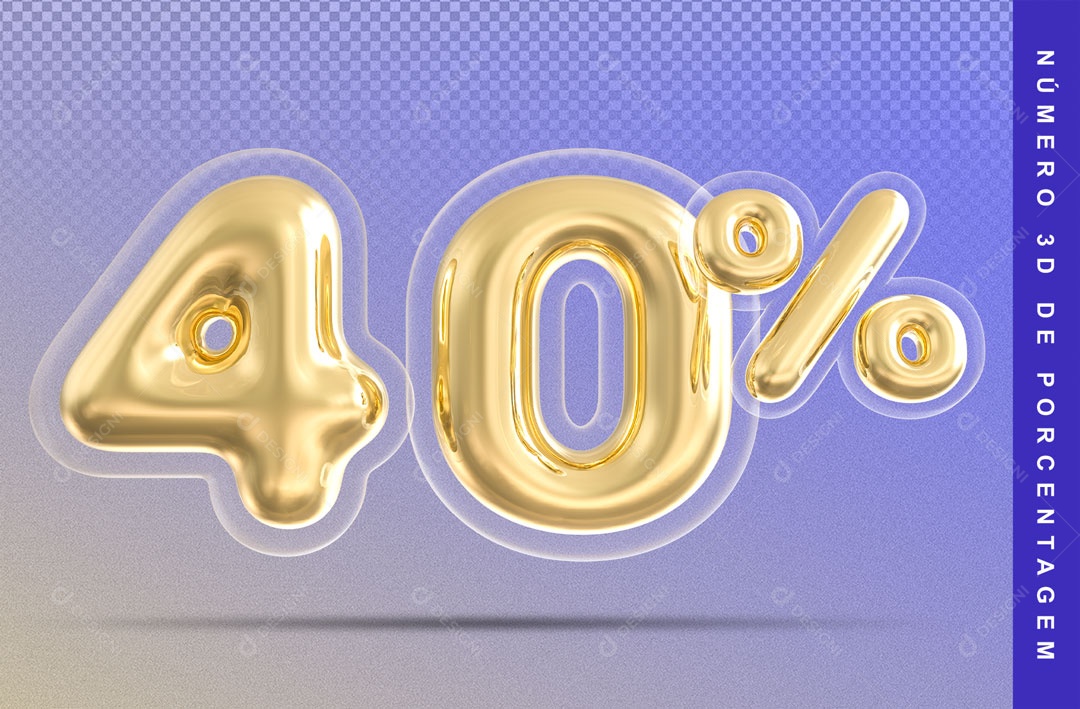 Balão Dourado De 40% Desconto Elemento 3D Para Composição PSD