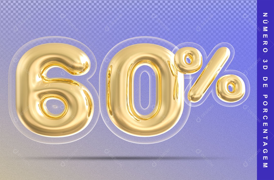 Balão Dourado De 60% Desconto Elemento 3D Para Composição PSD