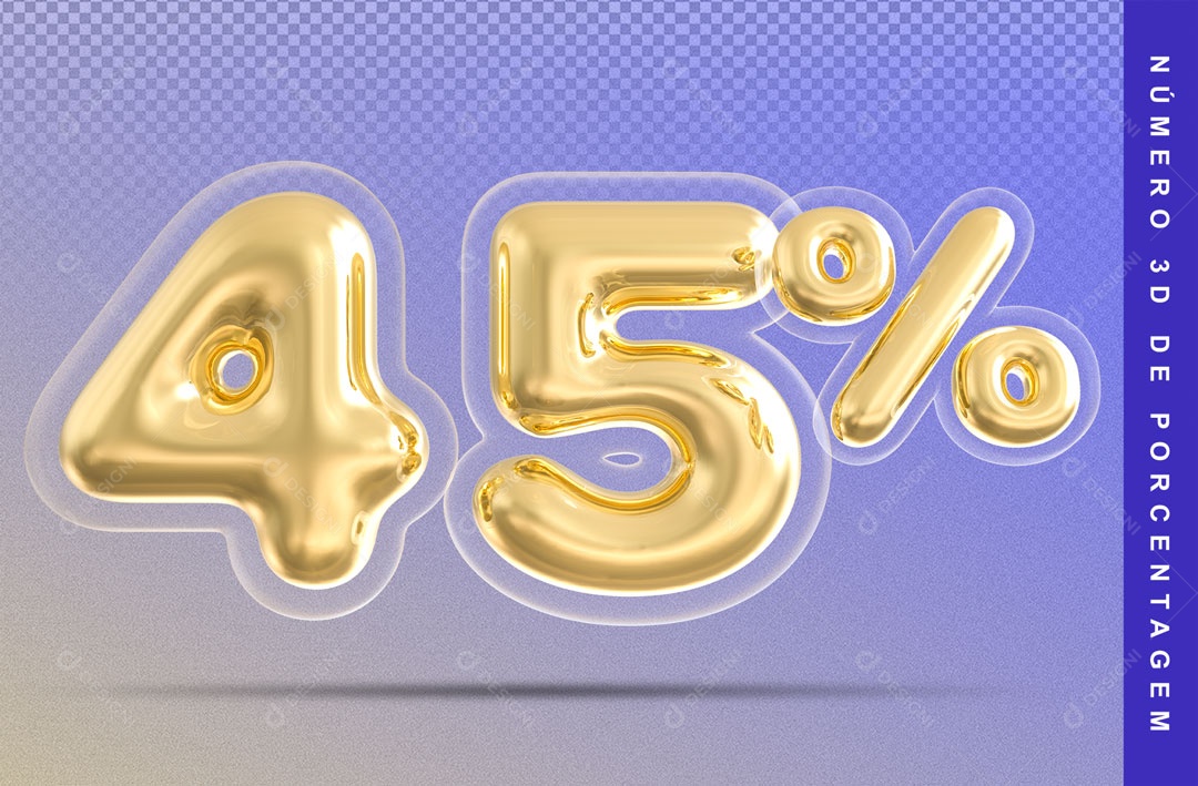 Balão Dourado De 45% Desconto Elemento 3D Para Composição PSD