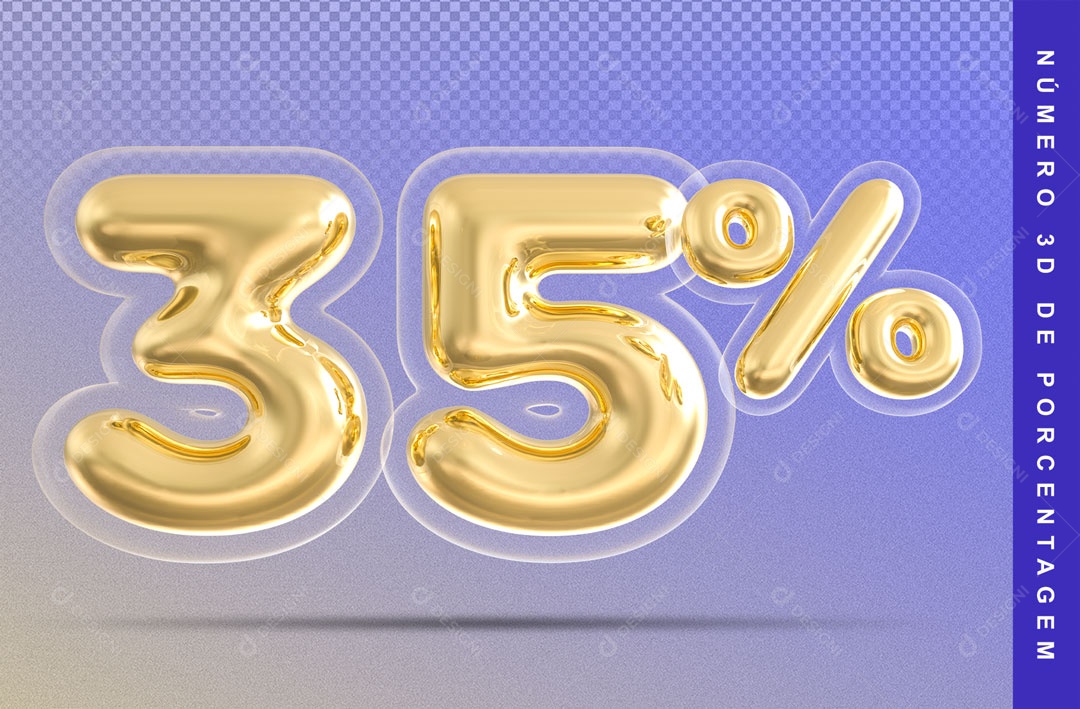 Balão Dourado De 35% Desconto Elemento 3D Para Composição PSD