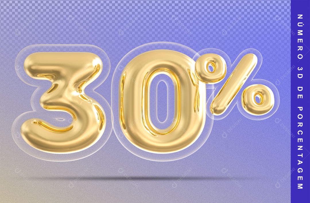 Balão Dourado De 30% Desconto Elemento 3D Para Composição PSD