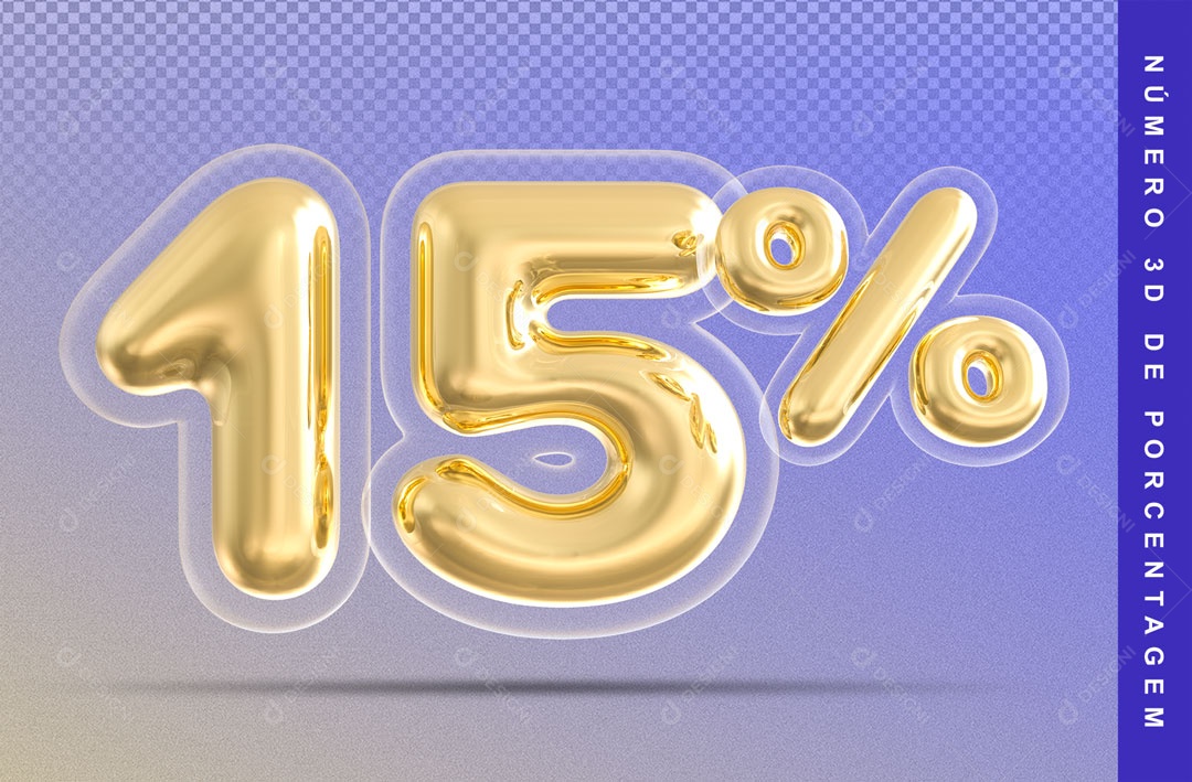Balão Dourado De 15% Desconto Elemento 3D Para Composição PSD
