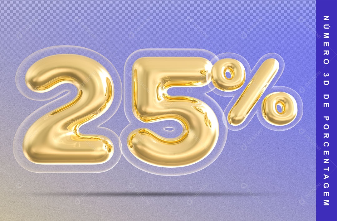 Balão Dourado De 25% Desconto Elemento 3D Para Composição PSD