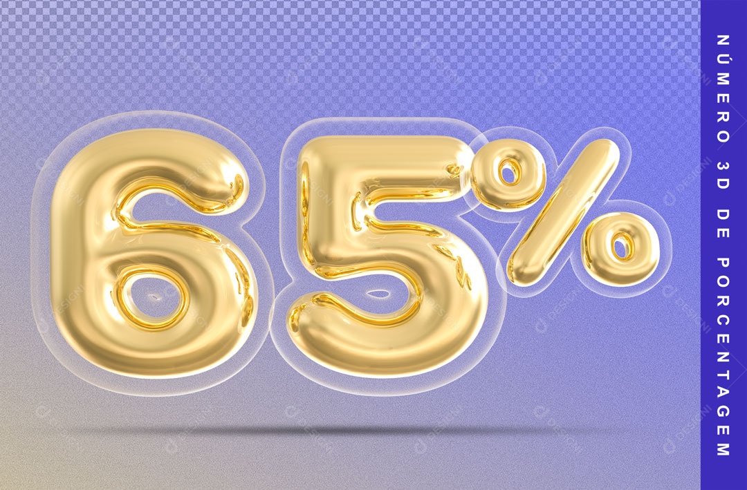 Balão Dourado De 65% Desconto Elemento 3D Para Composição PSD