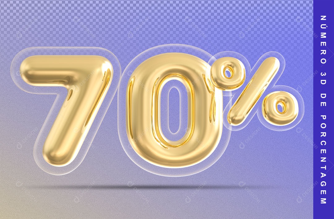 Balão Dourado De 70% Desconto Elemento 3D Para Composição PSD