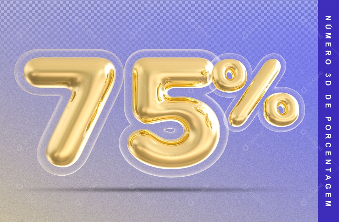 Balão Dourado De 75% Desconto Elemento 3D Para Composição PSD