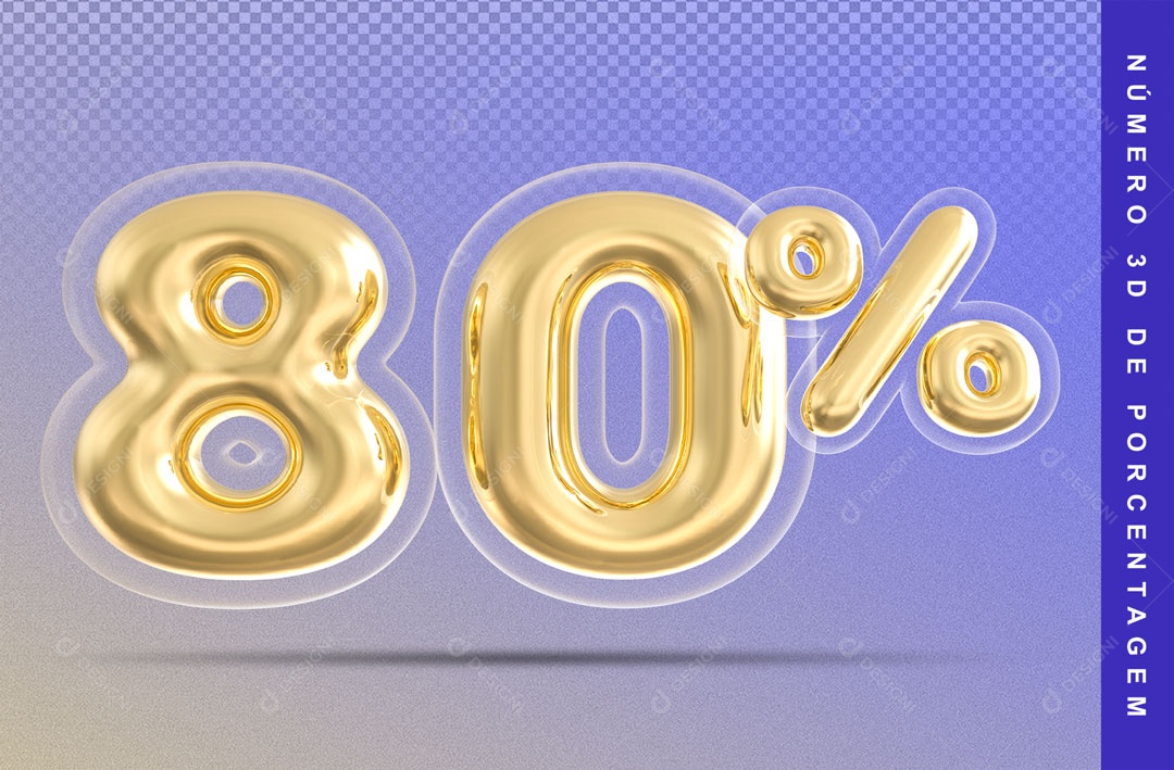 Balão Dourado De 80% Desconto Elemento 3D Para Composição PSD