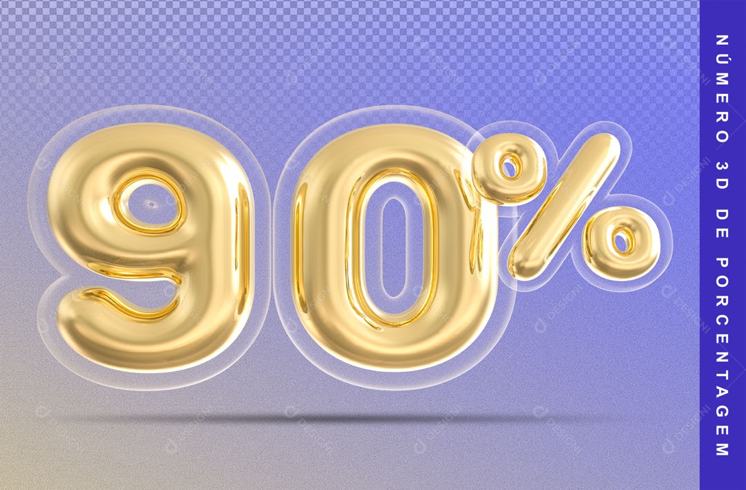 Balão Dourado De 90% Desconto Elemento 3D Para Composição PSD