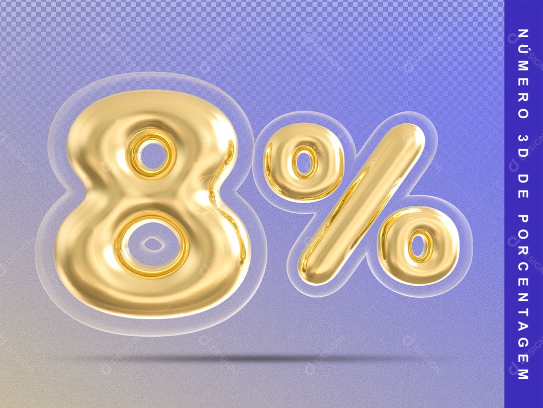 Balão Dourado De 8% Desconto Elemento 3D Para Composição PSD
