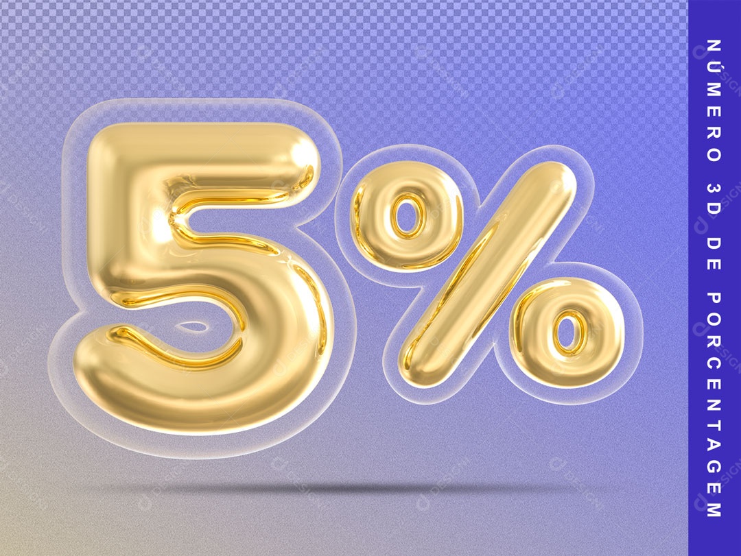 Balão Dourado De 5% Desconto Elemento 3D Para Composição PSD