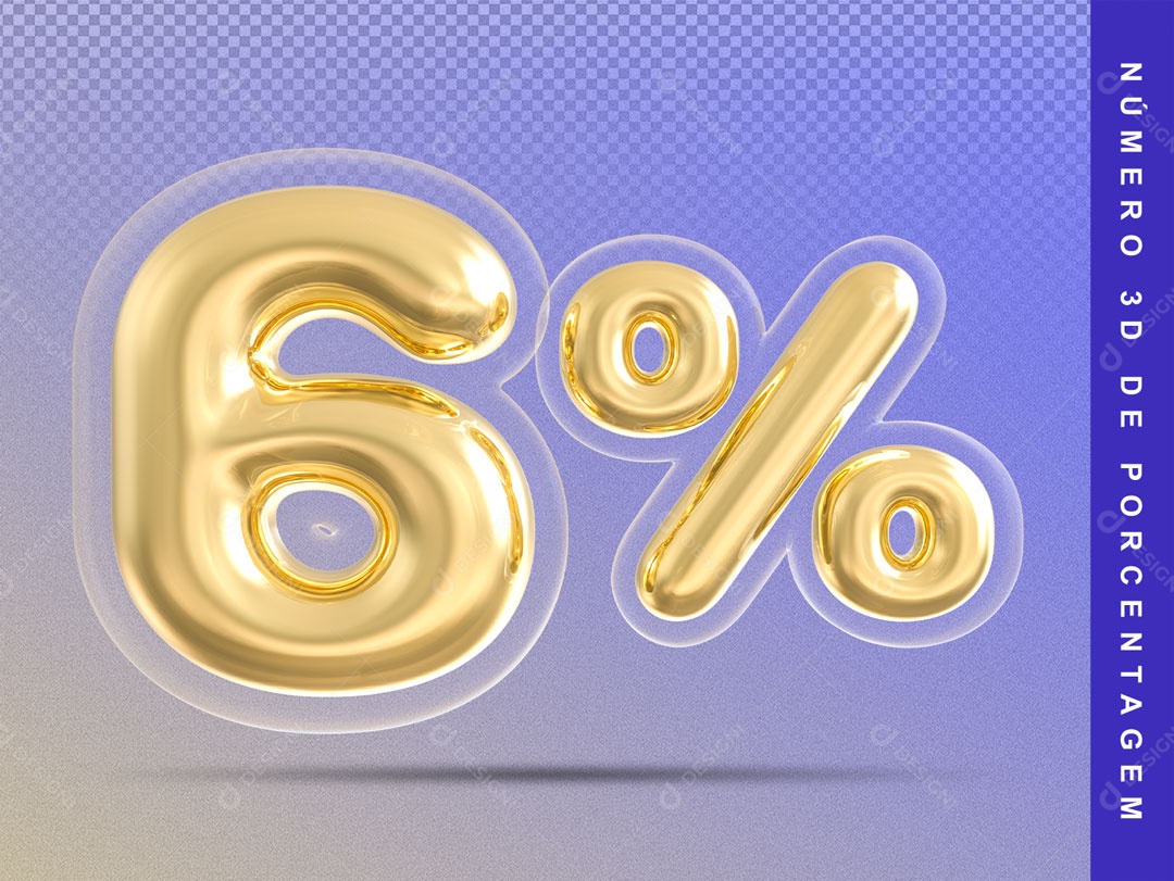 Balão Dourado De 6% Desconto Elemento 3D Para Composição PSD