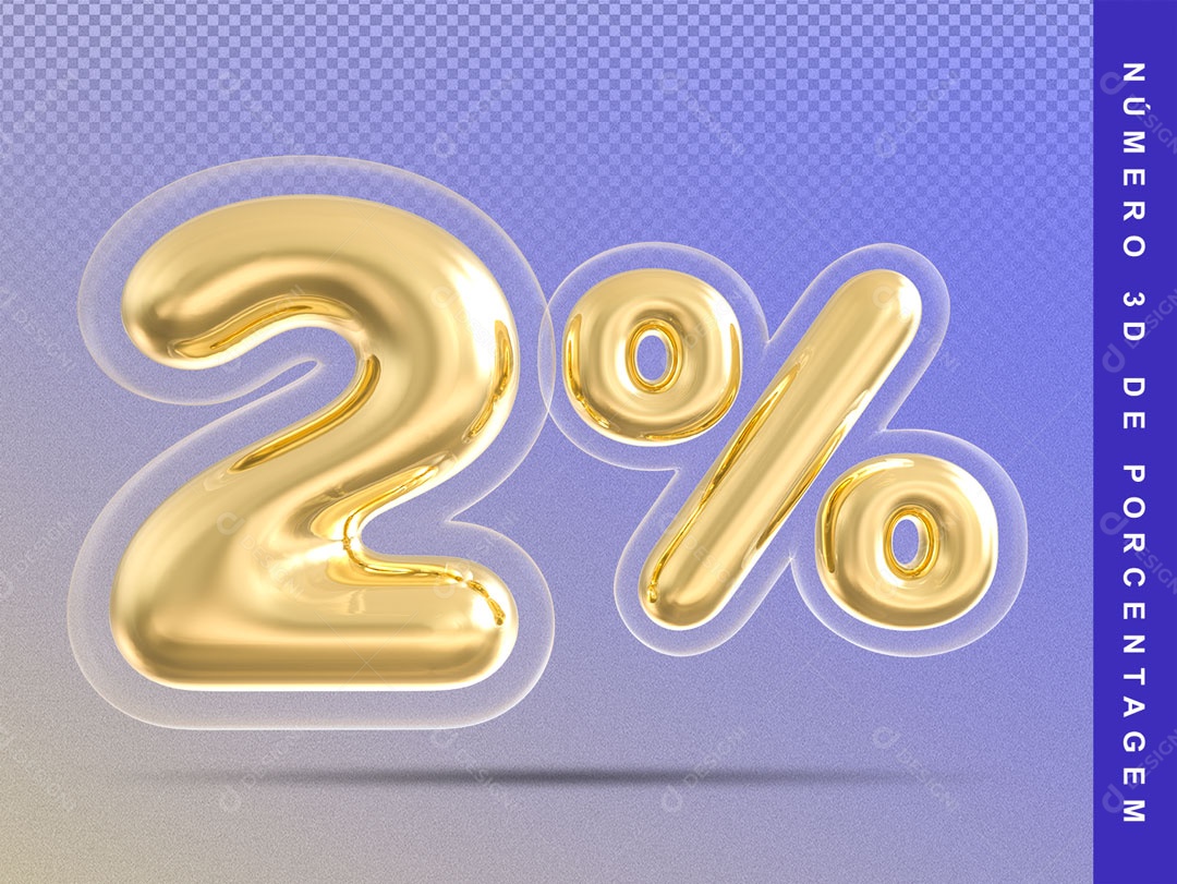 Balão Dourado De 2% Desconto Elemento 3D Para Composição PSD