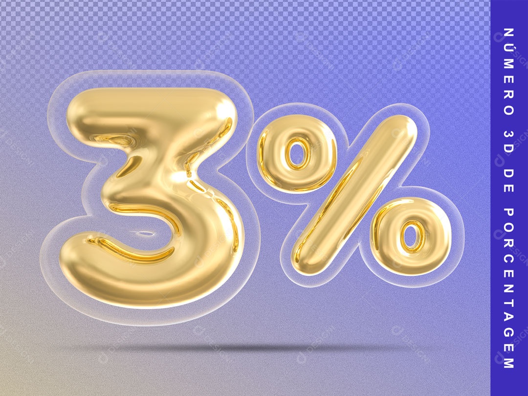 Balão Dourado De 3% Desconto Elemento 3D Para Composição PSD
