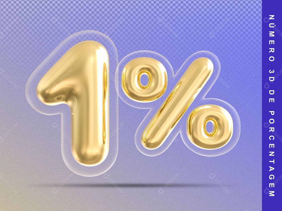 Balão Dourado De 1% Desconto Elemento 3D Para Composição PSD