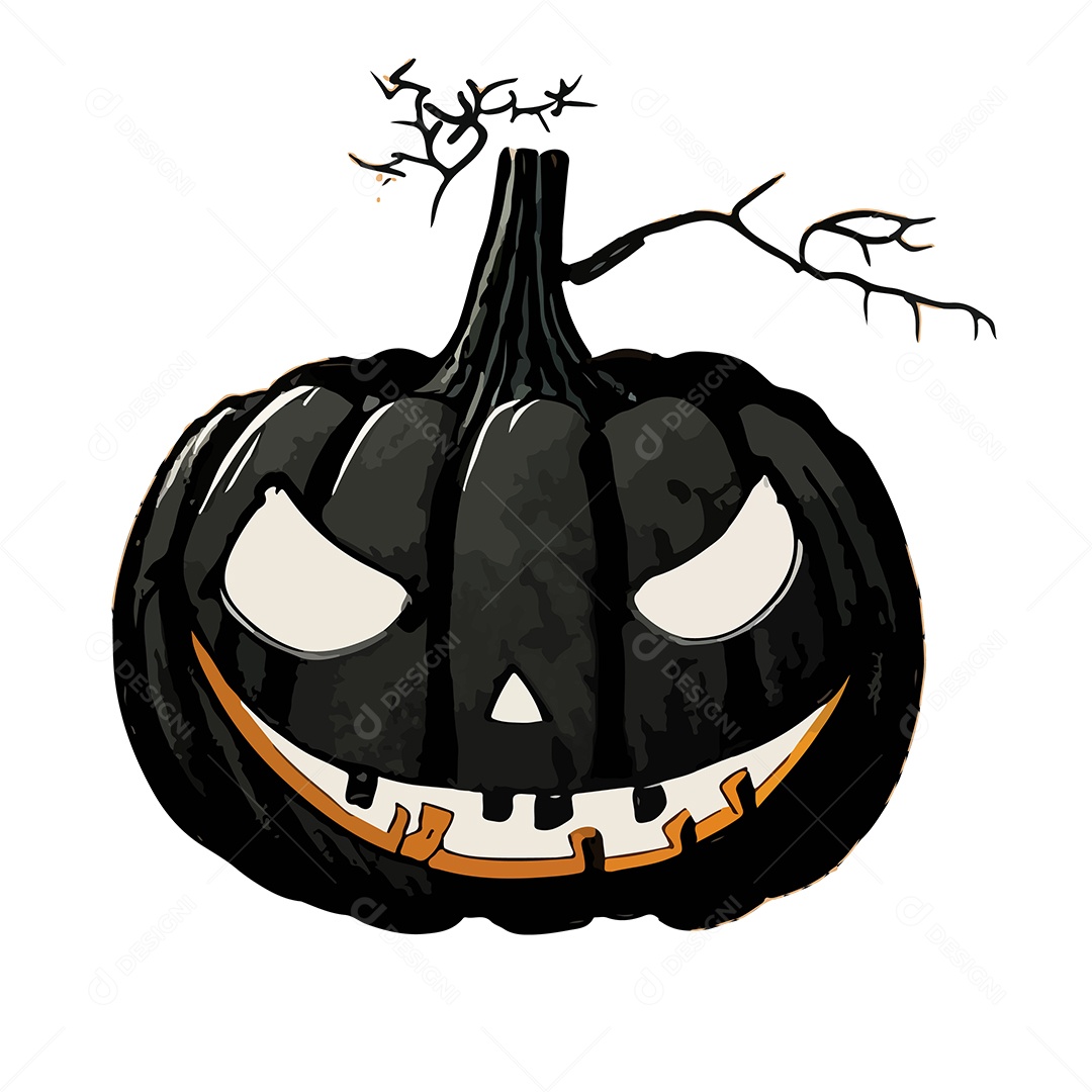Desenho De Abóbora Sinistra De Halloween Vetor EPS