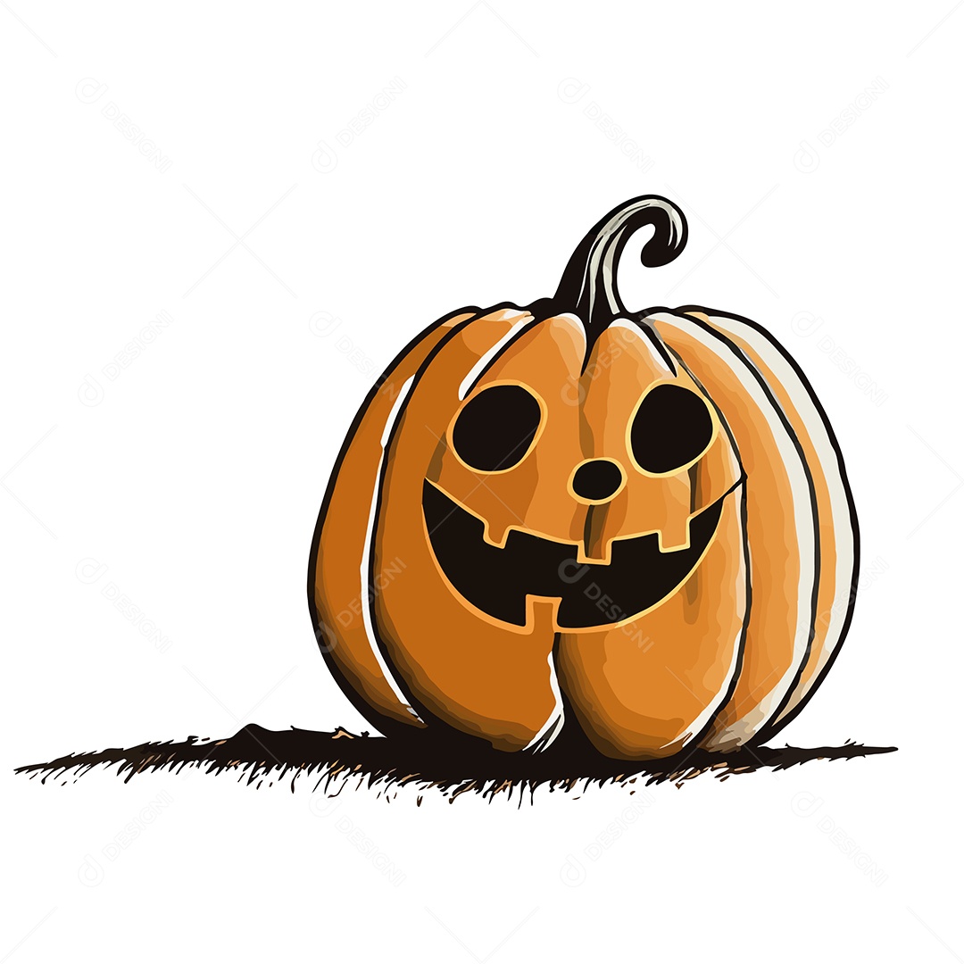 Desenho De Abóbora Monstruosa De Halloween Vetor EPS