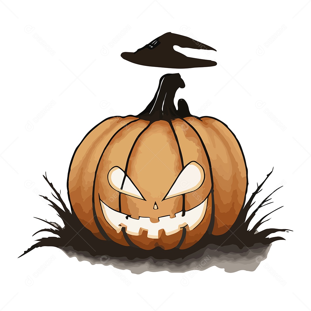 Desenho De Abóbora Sinistra De Halloween Vetor EPS