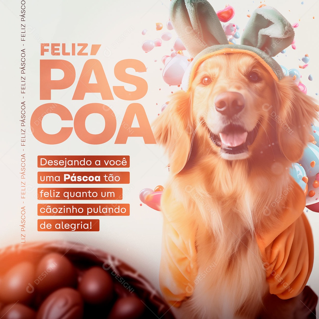 Desejando A Você Uma Páscoa Tão Feliz 9 De Abril Feliz Páscoa Social Media PSD Editável
