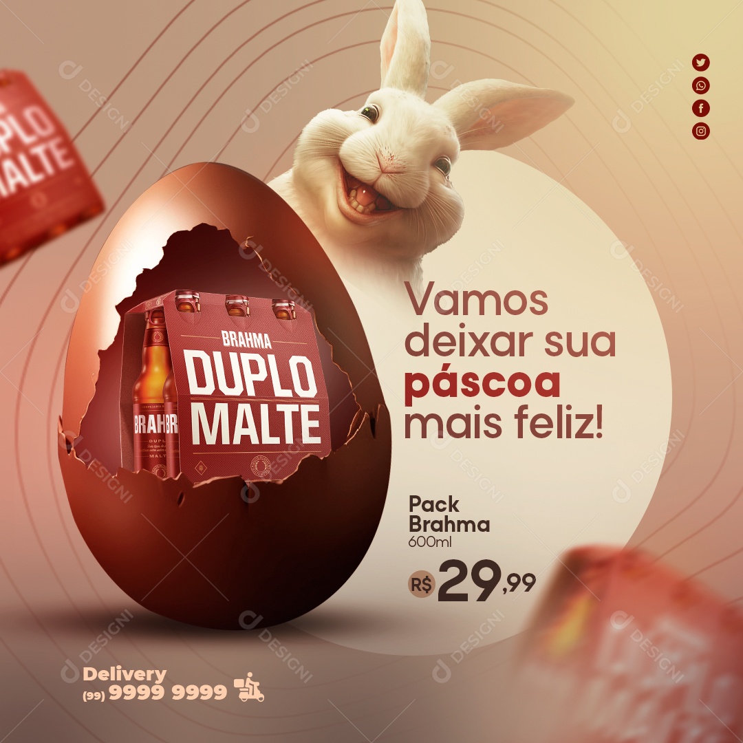 Vamos Deixar Sua Páscoa Mais Feliz Social Media PSD Editável