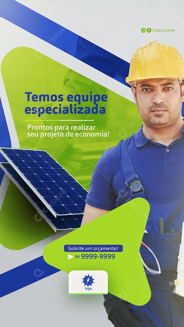 Story Energia Solar Temos Equipe Especializada Social Media PSD Editável