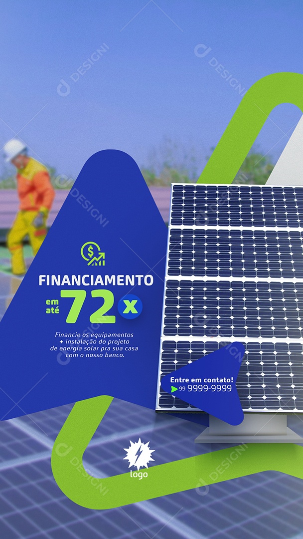 Story Energia Solar Financiamento em Até 72x Social Media PSD Editável
